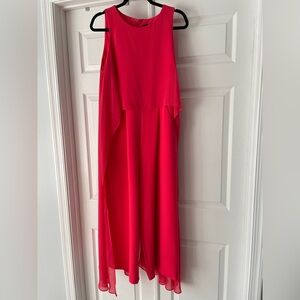 Tahari Red Sleeveless Layered Jumpsuit